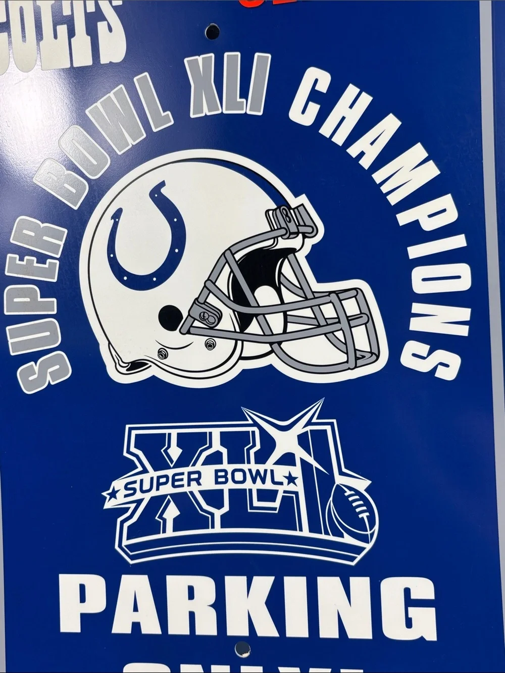 Indianapolis Colts Super Bowl XLI Fan Cave Wall Sign Rico NFL 18x12)